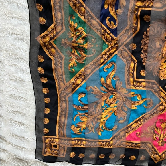 WORTH Women’s Elegant Silk Gold Detailing Scarf - Picture 5 of 14